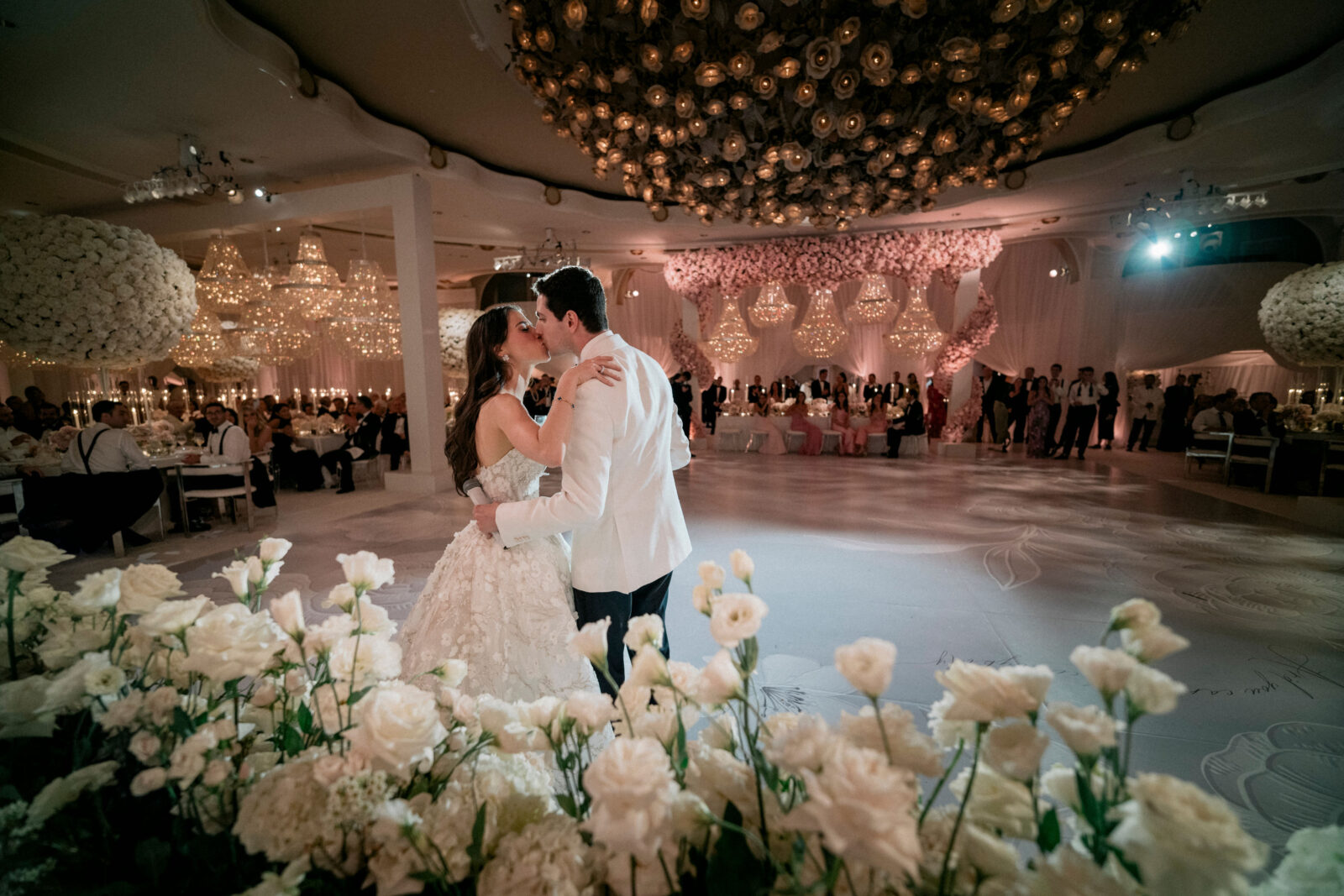 groom and bride shares a kiss