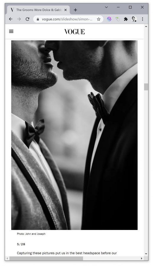 Simon Huck and Phil Riportella's Wedding published in Vogue as an exclusive.