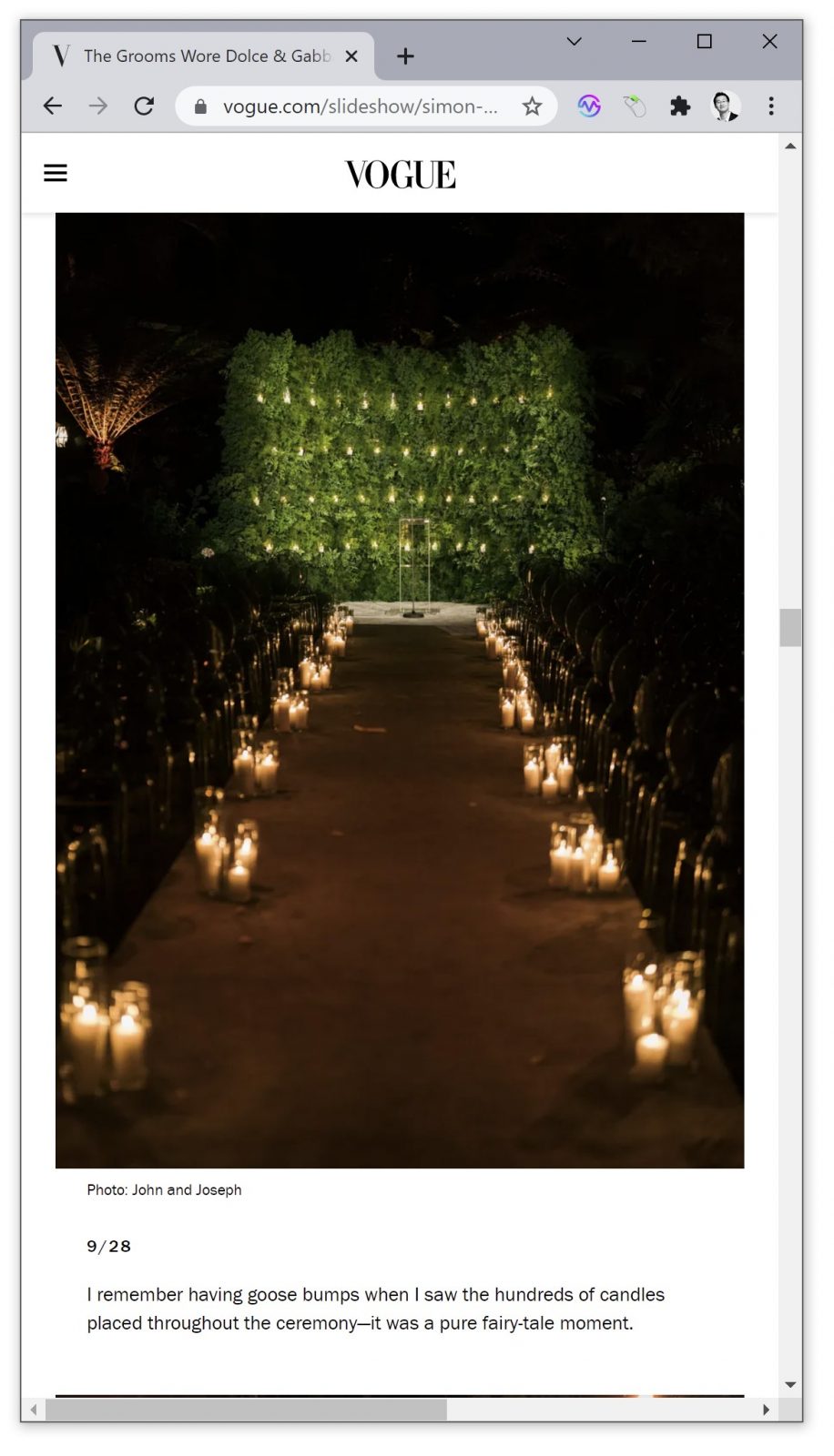 Simon Huck and Phil Riportella's Wedding published in Vogue as an exclusive.
